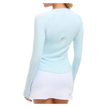 Women's Drawstring Long Sleeve Tennis Crew Ice Blue, BloqUV, Tennis Express, 2006-IBLF26-1