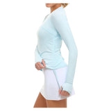 Women's Drawstring Long Sleeve Tennis Crew Ice Blue, BloqUV, Tennis Express, 2006-IBLF26-2
