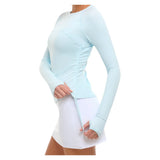 Women's Drawstring Long Sleeve Tennis Crew Ice Blue, BloqUV, Tennis Express, 2006-IBLF26-3