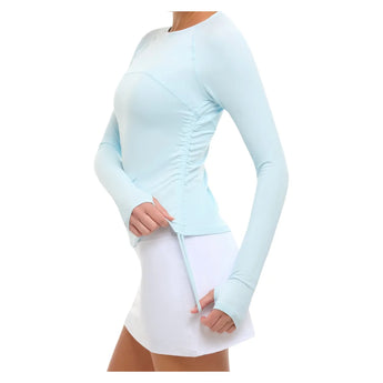Women's Drawstring Long Sleeve Tennis Crew Ice Blue, BloqUV, Tennis Express, 2006-IBLF26-3