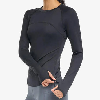 Women's Drawstring Long Sleeve Tennis Crew-Apparel-BloqUV-2009-Black-Tennis Express