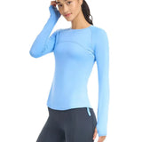 Women's Drawstring Long Sleeve Tennis Crew-Apparel-BloqUV-2009-Indigo-Tennis Express