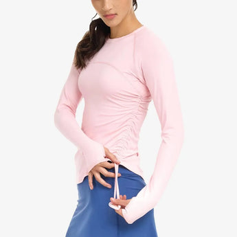 Women's Drawstring Long Sleeve Tennis Crew-Apparel-BloqUV-2009-Pink-Tennis Express