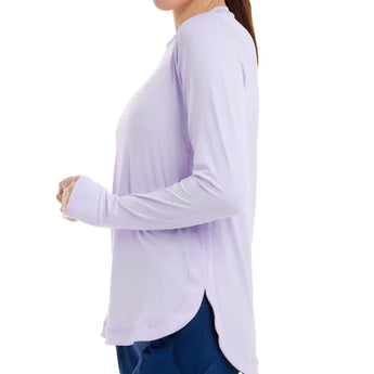 Women's Relaxed Scallop Long Sleeve Tennis Top-Apparel-BloqUV-2015-F24-Lave1-Tennis Express