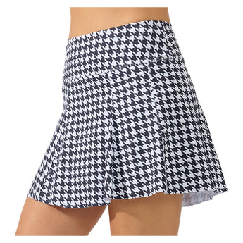 Women's Perfect Swing 14 Inch Tennis Skort Houndstooth Black, Bobbe, Tennis Express, 204-136BF26-2