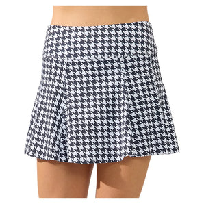 Women's Perfect Swing 14 Inch Tennis Skort Houndstooth Black, Bobbe, Houndstooth Black, Tennis Express, 204-136BF26-HOUNDSTOOTH-BLACK-1