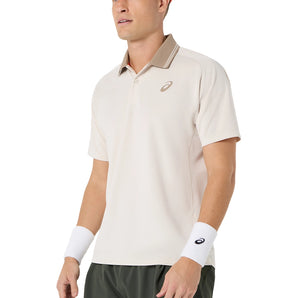 Men's Game Short Sleeve Tennis Polo Soft Oat,Apparel,Asics,,,Tennis Express,2041A381_250