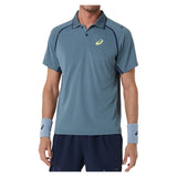 Men's Match Short Sleeve Tennis Polo,Apparel,Asics,S,020_IRONCLAD,Tennis Express,2041A390_020