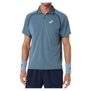 Men's Match Short Sleeve Tennis Polo,Apparel,Asics,S,020_IRONCLAD,Tennis Express,2041A390_020