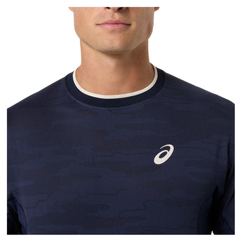 Men's Match Jacquard Short Sleeve Tennis Top,Apparel,Asics,,,Tennis Express,2041A419_400_4