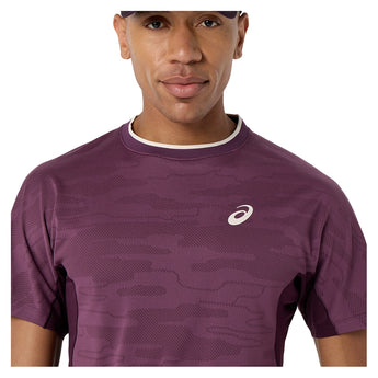 Men's Match Jacquard Short Sleeve Tennis Top,Apparel,Asics,,,Tennis Express,2041A419_500_3