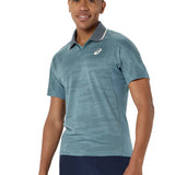 Men's Match Jacquard Short Sleeve Tennis Polo,Apparel,Asics,401 Foggy Teal,S,Tennis Express,2041A420_401
