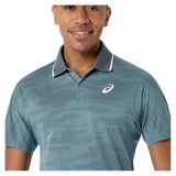 Men's Match Jacquard Short Sleeve Tennis Polo,Apparel,Asics,,,Tennis Express,2041A420_401_2