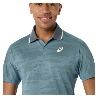 Men's Match Jacquard Short Sleeve Tennis Polo,Apparel,Asics,,,Tennis Express,2041A420_401_2