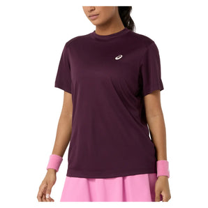 Women's Court Short Sleeve Tennis Top Dark Aubergine, Asics, Dark Aubergine, Tennis Express, 2042A371-500F26-DARK-AUBERGINE-1