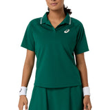 Women's Asia Tour Game Short Sleeve Tennis Polo,Apparel,Asics,300 Jewel Green,XS,Tennis Express,2042A426_300