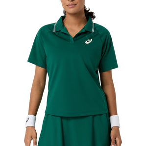 Women's Asia Tour Game Short Sleeve Tennis Polo,Apparel,Asics,300 Jewel Green,XS,Tennis Express,2042A426_300