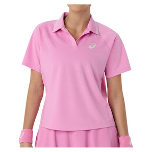 Women's Asia Tour Game Short Sleeve Tennis Polo,Apparel,Asics,700 Bubblegum,XS,Tennis Express,2042A426_700