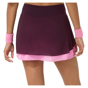 Women's New York Match Mesh Tennis Skort Dark Aubergine and Bubblegum, Asics, Tennis Express, 2042A455-500F26-1