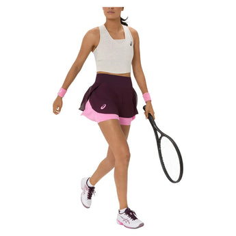 Women's New York Match Mesh Tennis Skort Dark Aubergine and Bubblegum, Asics, Tennis Express, 2042A455-500F26-2