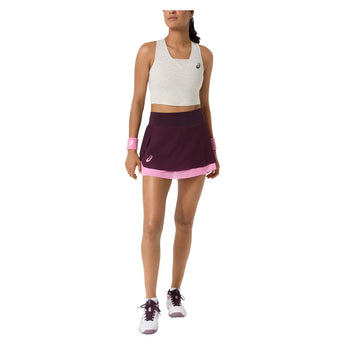 Women's New York Match Mesh Tennis Skort Dark Aubergine and Bubblegum, Asics, Tennis Express, 2042A455-500F26-3