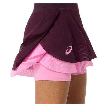 Women's New York Match Mesh Tennis Skort Dark Aubergine and Bubblegum, Asics, Tennis Express, 2042A455-500F26-4