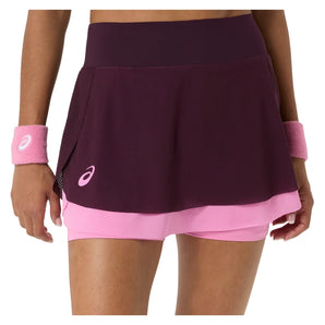 Women's New York Match Mesh Tennis Skort Dark Aubergine and Bubblegum, Asics, Dark Aubergine/Bubblegum, Tennis Express, 2042A455-500F26-DARK-AUBERGINE-BUBBLEGUM-1