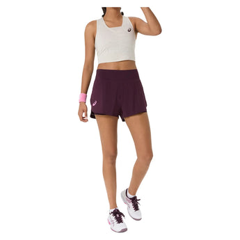 Women's New York Match Laser Cut Tennis Short Dark Aubergine, Asics, Tennis Express, 2042A457-500F26-2