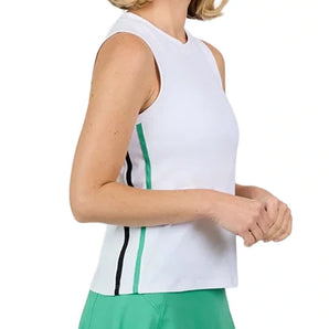 Women's Full Tennis Tank White and Alpine,Apparel,Sofibella,,,Tennis Express,2052ALP.2