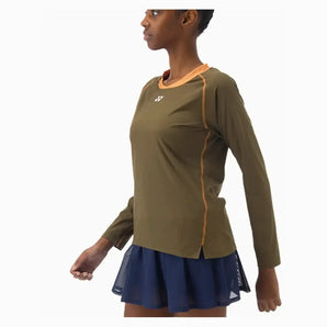 Women's Tournament Long Sleeve Tennis Top Oil Brown-Apparel-Yonex-20840OBR-F25-2-Tennis Express