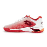Women's Mirage 100 2nd Speed Tennis Shoes All White and Grenadine Red,Footwear,Lotto,,,Tennis Express,218995-9Z0S23-4