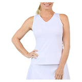 Women's Tennis Tank White-Apparel-Sofibella-2327TRE-WHTU25-Tennis Express