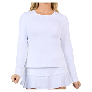 Women's Long Sleeve Tennis Top White-Apparel-Sofibella-2351TRE-WHTU25-Tennis Express