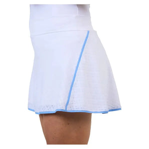 Women's 14 inch Tennis Skort Grid Jacquard and Periwinkle-Apparel-Sofibella-2354SPR-WHTU25-2-Tennis Express