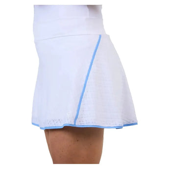 Women's 14 inch Tennis Skort Grid Jacquard and Periwinkle-Apparel-Sofibella-2354SPR-WHTU25-2-Tennis Express