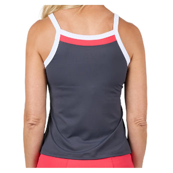 Women's Berry Fusion Tennis Tank Dark Grey and Berry Red,Apparel,Sofibella,,,Tennis Express,2451BEF-1