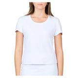 Women's White Lotus Short Sleeve Tennis Top,Apparel,Sofibella,White,XS,Tennis Express,2478WLO-WHT