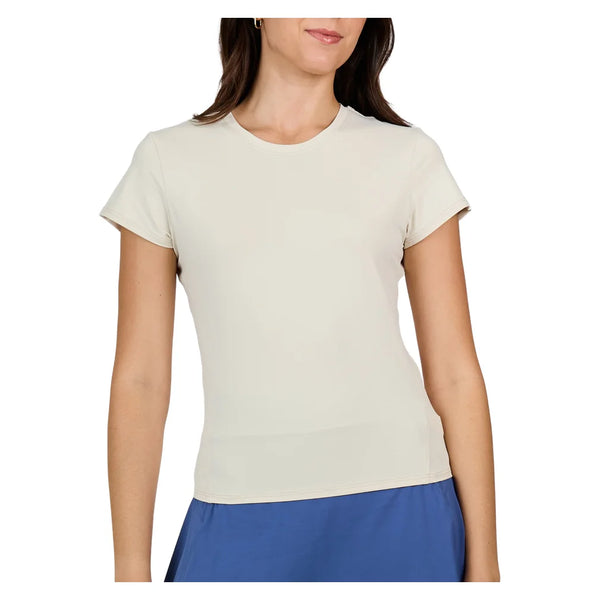 Women's Short Sleeve Tennis Top Alabaster, Sofibella, Alabaster, Tennis Express, 2488-ALBH26-ALABASTER-1
