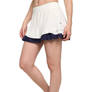 Women's Elite Distract 13 Inch Tennis Skort White and Eggplant-Apparel-Lija-24A-4707T4H24-Tennis Express