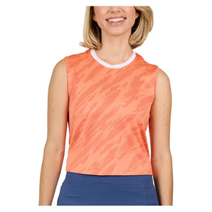 Women's Wild Side Jacquard Sleeveless Tennis Top,Apparel,Sofibella,WCO Coral,XS,Tennis Express,2510WIC-c-3