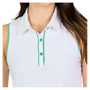 Women's Sleeveless Tennis Polo White and Alpine,Apparel,Sofibella,,,Tennis Express,2521ALW-WHT1