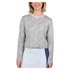 Women's Wild Side Jacquard Long Sleeve Tennis Top Grey,Apparel,Sofibella,Grey,XS,Tennis Express,2522WIC-WGR-3