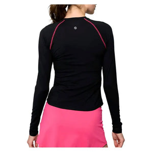 Women's Bella Tennis Top Black and Bright Pink-Apparel-Lija-25A-1986T5H25-1-Tennis Express