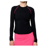 Women's Bella Tennis Top Black and Bright Pink-Apparel-Lija-25A-1986T5H25-Tennis Express