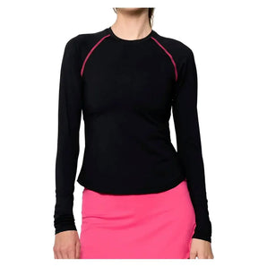 Women's Bella Tennis Top Black and Bright Pink-Apparel-Lija-25A-1986T5H25-Tennis Express