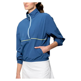 Women's Edge Tennis Jacket Denim Blue and Peridot-Apparel-Lija-25A-6570T2F25-2-Tennis Express