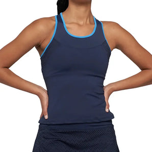 Women's Elite Laser Cut Star Tennis Tank Jet Blue and Lagoon-Apparel-Lija-25S-1955T5U25-1-Tennis Express