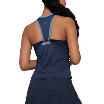 Women's Elite Laser Cut Star Tennis Tank Jet Blue and Lagoon-Apparel-Lija-25S-1955T5U25-3-Tennis Express