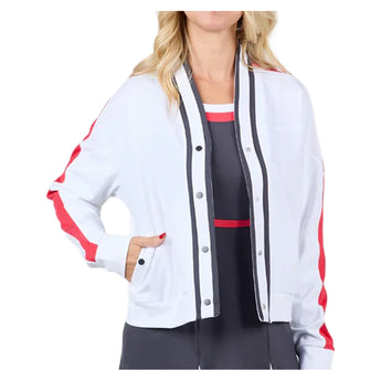 Women's Berry Fusion Tennis Jacket White and Berry Red,Apparel,Sofibella,,,Tennis Express,2633BEF-BER-3