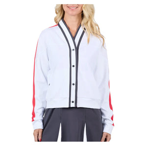 Women's Berry Fusion Tennis Jacket White and Berry Red,Apparel,Sofibella,White/Berry Red,XS,Tennis Express,2633BEF-BER